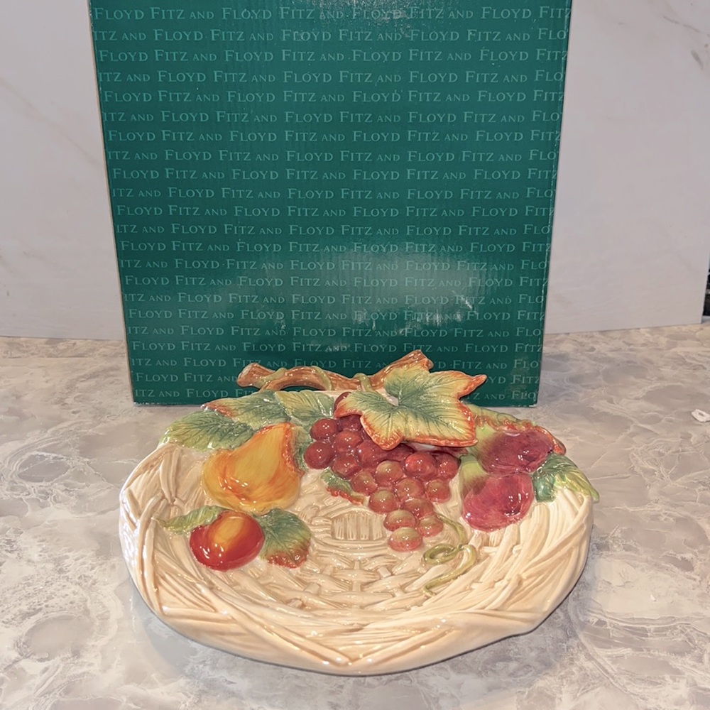 NEW Fitz and Floyd classic country gourmet plate basket weave vtg
